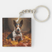 Rat Terrier in herfstbladeren val inspireert Sleutelhanger (Achterkant)