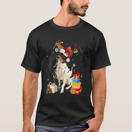 Rat Terrier kerstboom Light Pajama Dog Xmas T-shirt (Voorkant)