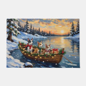 Rat Terrier Kerstboot Vakantie Deurmat (Voorkant)