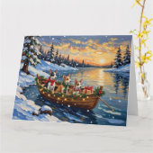 Rat Terrier Kerstboot Vakantie Kaart (Gele Bloem)