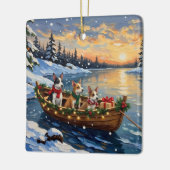 Rat Terrier Kerstboot Vakantie Keramisch Ornament (Links)