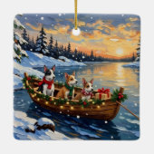 Rat Terrier Kerstboot Vakantie Keramisch Ornament (Achterkant)