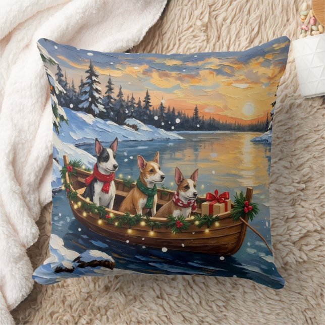 Rat Terrier Kerstboot Vakantie Kussen (Deken)