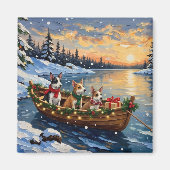Rat Terrier Kerstboot Vakantie Magneet (Voorkant)