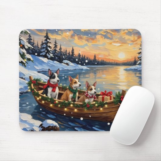Rat Terrier Kerstboot Vakantie Muismat (Met muis)
