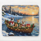 Rat Terrier Kerstboot Vakantie Muismat (Voorkant)