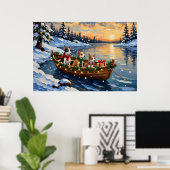Rat Terrier Kerstboot Vakantie Poster (Thuiskantoor)