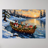 Rat Terrier Kerstboot Vakantie Poster (Voorkant)