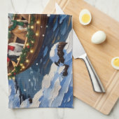 Rat Terrier Kerstboot Vakantie Theedoek (Quarter Fold)