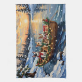 Rat Terrier Kerstboot Vakantie Theedoek (Verticaal)