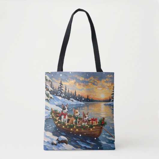 Rat Terrier Kerstboot Vakantie Tote Bag (Voorkant)