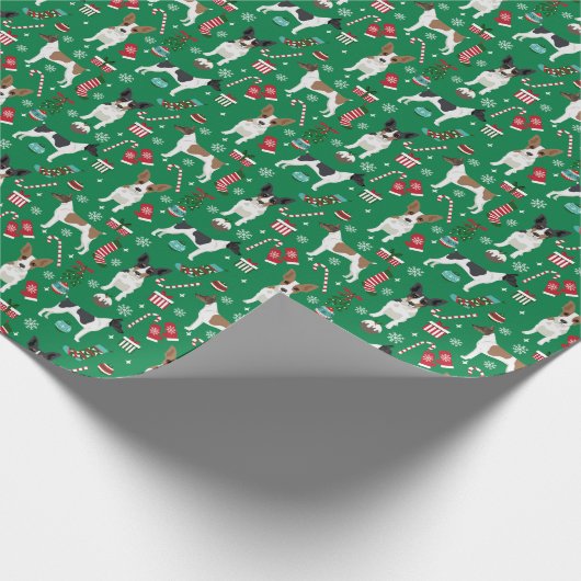 Rat Terrier kerstdogs Holiday Cadeaupapier (Hoek)