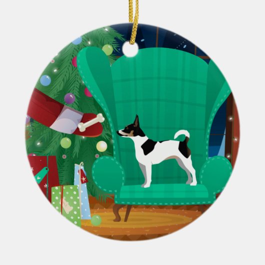 Rat Terrier kerstkerstkerstcadeau Keramisch Ornament (Voorkant)