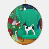 Rat Terrier kerstkerstkerstcadeau Keramisch Ornament (Links)