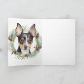 Rat Terrier Kerstkrans Feestelijke Pup Kaart (Binnen)