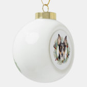 Rat Terrier Kerstkrans Feestelijke Pup Keramische Bal Ornament (Links)