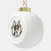 Rat Terrier Kerstkrans Feestelijke Pup Keramische Bal Ornament (Rechts)