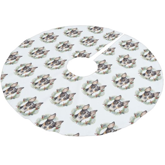 Rat Terrier Kerstkrans Feestelijke Pup Kerstboom Rok (Gekanteld)