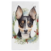 Rat Terrier Kerstkrans Feestelijke Pup Klein Cadeauzakje (Achterkant)