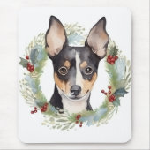 Rat Terrier Kerstkrans Feestelijke Pup Muismat (Voorkant)