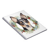 Rat Terrier Kerstkrans Feestelijke Pup Notitieboek (Rechterzijde)