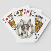 Rat Terrier Kerstkrans Feestelijke Pup Pokerkaarten (Achterkant)