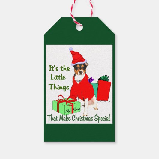 Rat Terrier Kerstmis Cadeaulabel (Achterkant)