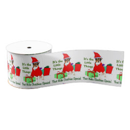 Rat Terrier Kerstmis Grosgrain Lint