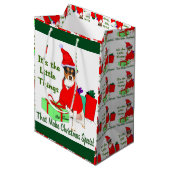 Rat Terrier Kerstmis Medium Cadeauzakje (Voorkant Gekanteld)