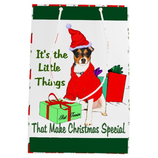 Rat Terrier Kerstmis Medium Cadeauzakje (Achterkant)