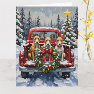 Rat Terrier Kerstmis Rode Truck Vakantie Kaart