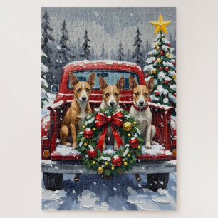 Rat Terrier Kerstmis Rode Truck Vakantie Legpuzzel