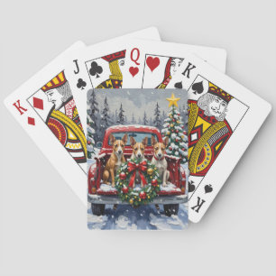 Rat Terrier Kerstmis Rode Truck Vakantie Pokerkaarten