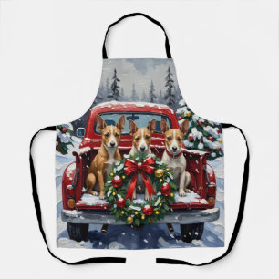 Rat Terrier Kerstmis Rode Truck Vakantie Schort