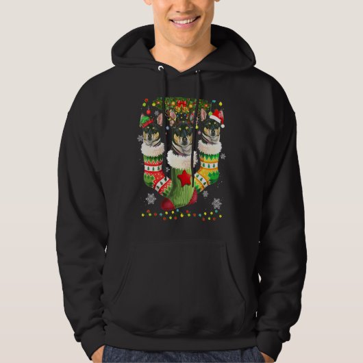 Rat Terrier-kerstsockets Light Xmas Santa Hoodie (Voorkant)