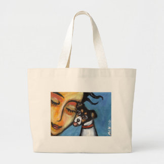 Rat Terrier kiss Grote Tote Bag