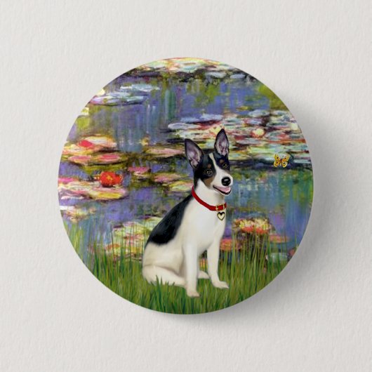 Rat Terrier - Lilies 2 Ronde Button 5,7 Cm (Voorkant)