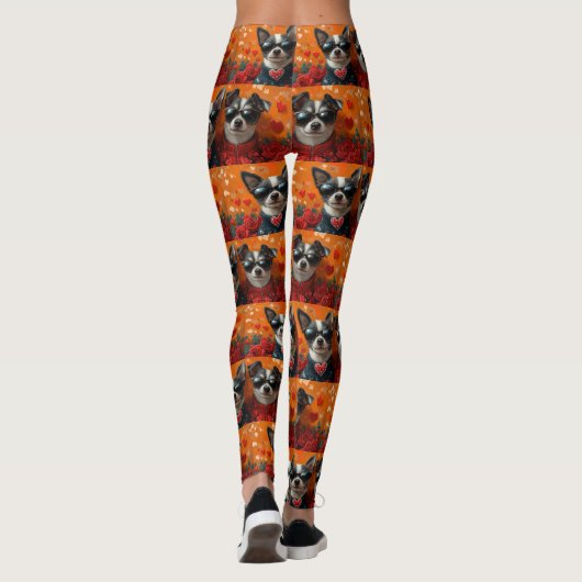 Rat Terrier met hart Rozen Valentijnsdag Leggings (Achterkant)