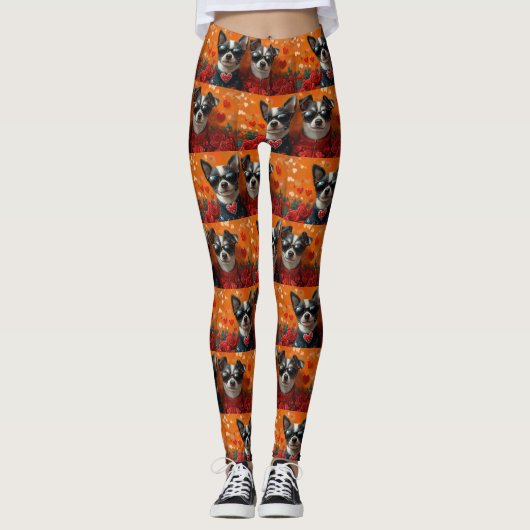 Rat Terrier met hart Rozen Valentijnsdag Leggings (Voorkant)