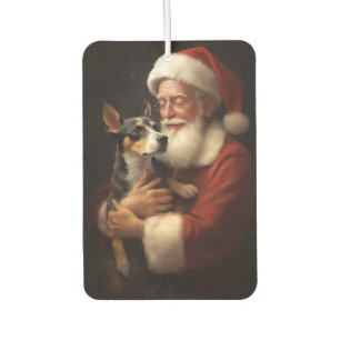 Rat Terrier met Kerstman Feestelijke Kerstmis Luchtverfrisser