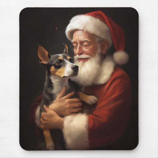 Rat Terrier met Kerstman Festive Kerstmis Muismat (Voorkant)