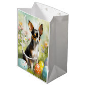 Rat Terrier met paaseieren Vakantie Medium Cadeauzakje (Voorkant Gekanteld)