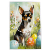 Rat Terrier met paaseieren Vakantie Medium Cadeauzakje (Voorkant)