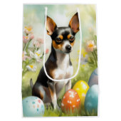 Rat Terrier met paaseieren Vakantie Medium Cadeauzakje (Achterkant)