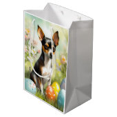 Rat Terrier met paaseieren Vakantie Medium Cadeauzakje (Achterkant Gekanteld)