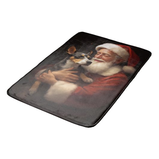 Rat Terrier met Sinterklaas Feestelijke Kerstmis Badmat (Gekanteld)