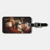 Rat Terrier met Sinterklaas Feestelijke Kerstmis Bagagelabel (Voorkant horizontaal)