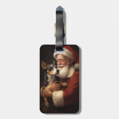 Rat Terrier met Sinterklaas Feestelijke Kerstmis Bagagelabel (Achterkant verticaal)