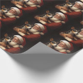 Rat Terrier met Sinterklaas Feestelijke Kerstmis Cadeaupapier (Hoek)