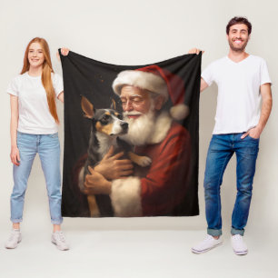 Rat Terrier met Sinterklaas Feestelijke Kerstmis Fleece Deken